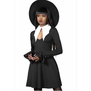 KILLSTAR Fall From Grace ll Skater Dress Black Size Large Collar